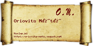 Oriovits Máté névjegykártya